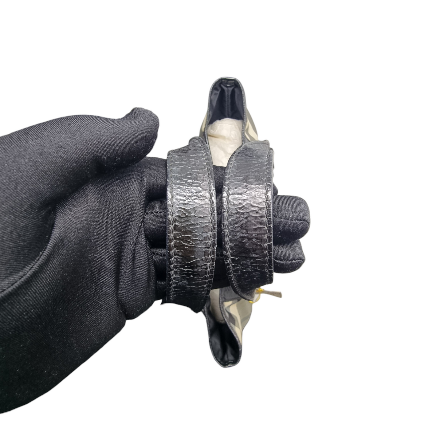 Burberry Beat Check Victoria Nylon Leather Shoulder Bag Shw (Black)