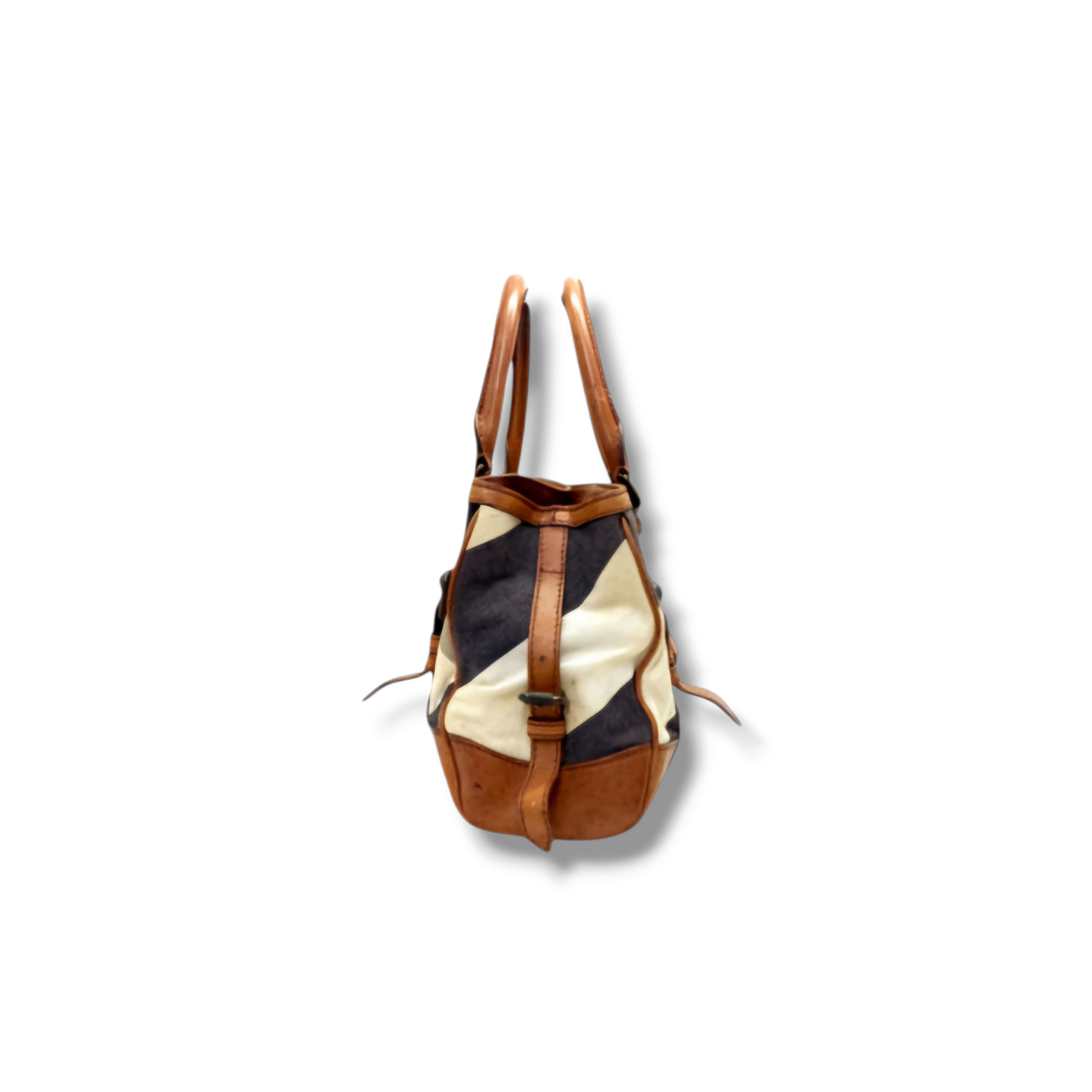 Burberry Marston Mega Check Canvas Leather Gunmetal Hw (Brown)