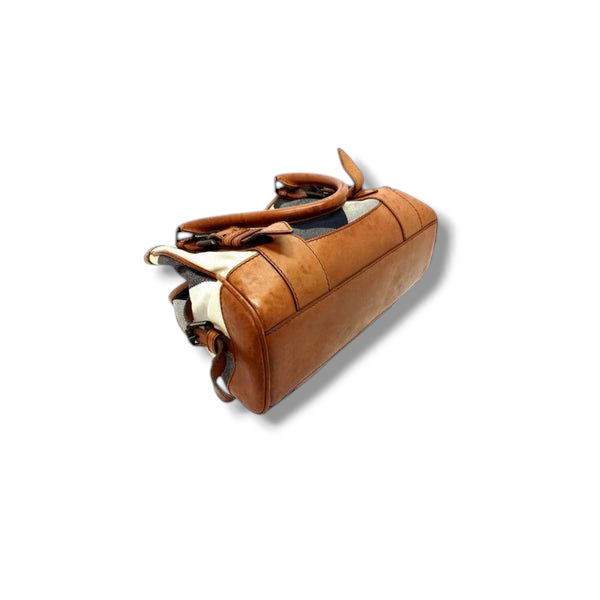 Burberry Marston Mega Check Canvas Leather Gunmetal Hw (Brown)