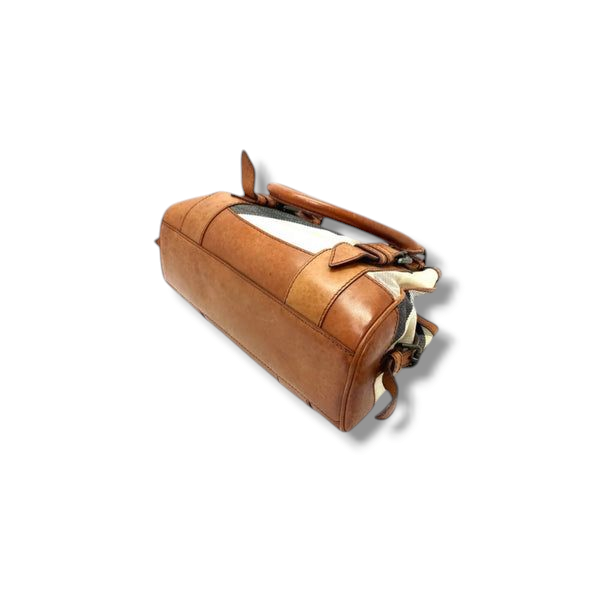 Burberry Marston Mega Check Canvas Leather Gunmetal Hw (Brown)