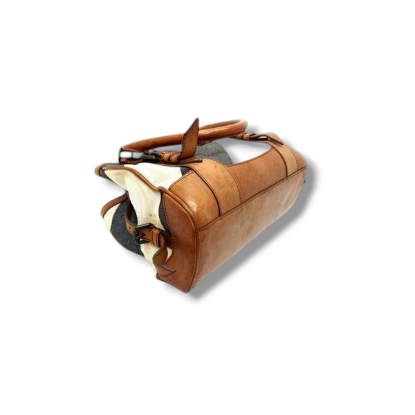 Burberry Marston Mega Check Canvas Leather Gunmetal Hw (Brown)