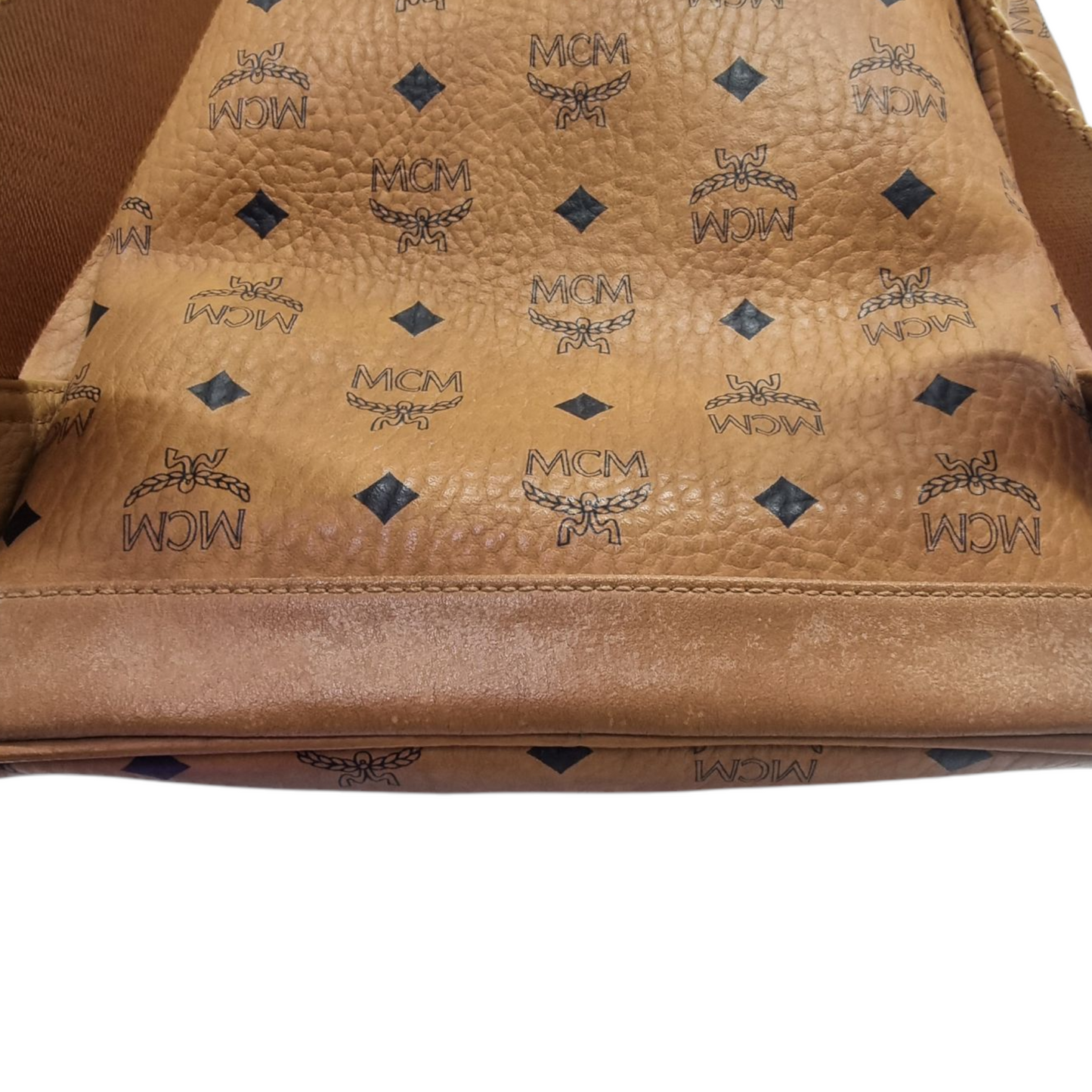 MCM Backpack Stack Studs Visetos Coated Canvas Leather Medium Ghw ( Brown)