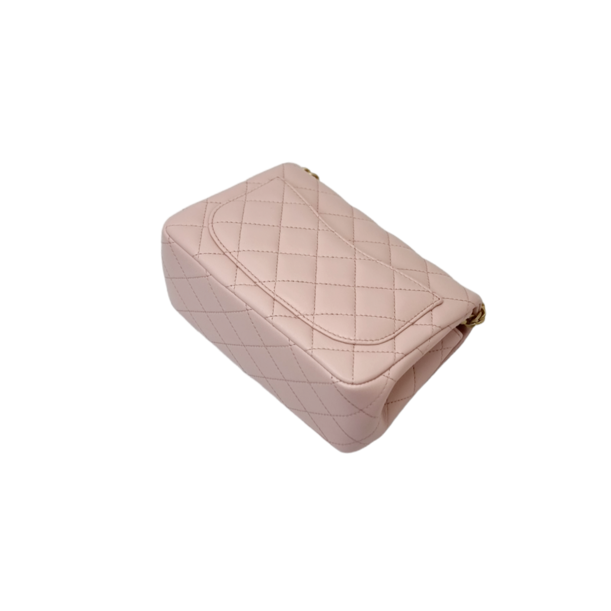 Chanel Classic Mini Flap With Camellia Adjustable Crush Ball Chain Lambskin Ghw (Rose Clair)