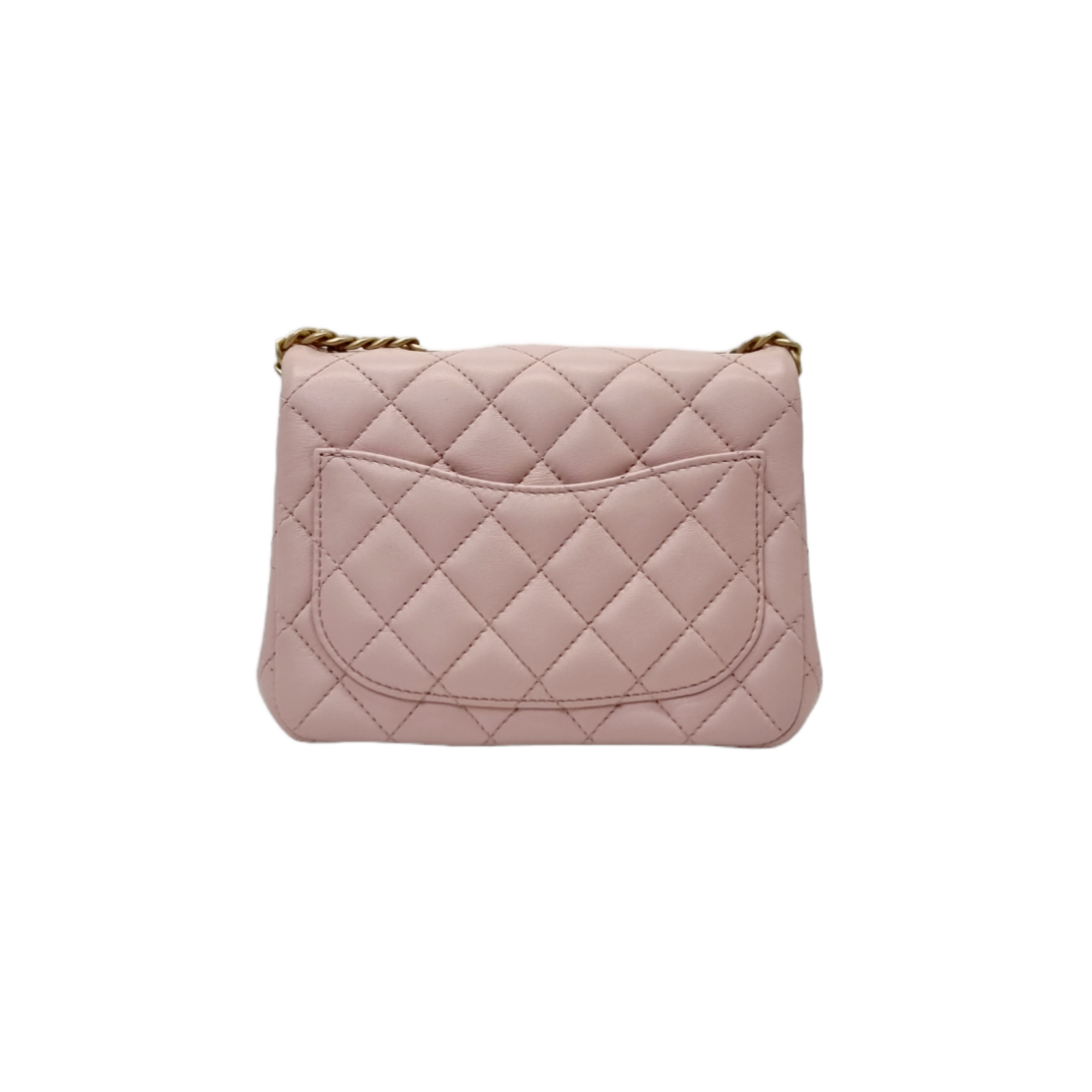 Chanel Classic Mini Flap With Camellia Adjustable Crush Ball Chain Lambskin Ghw (Rose Clair)
