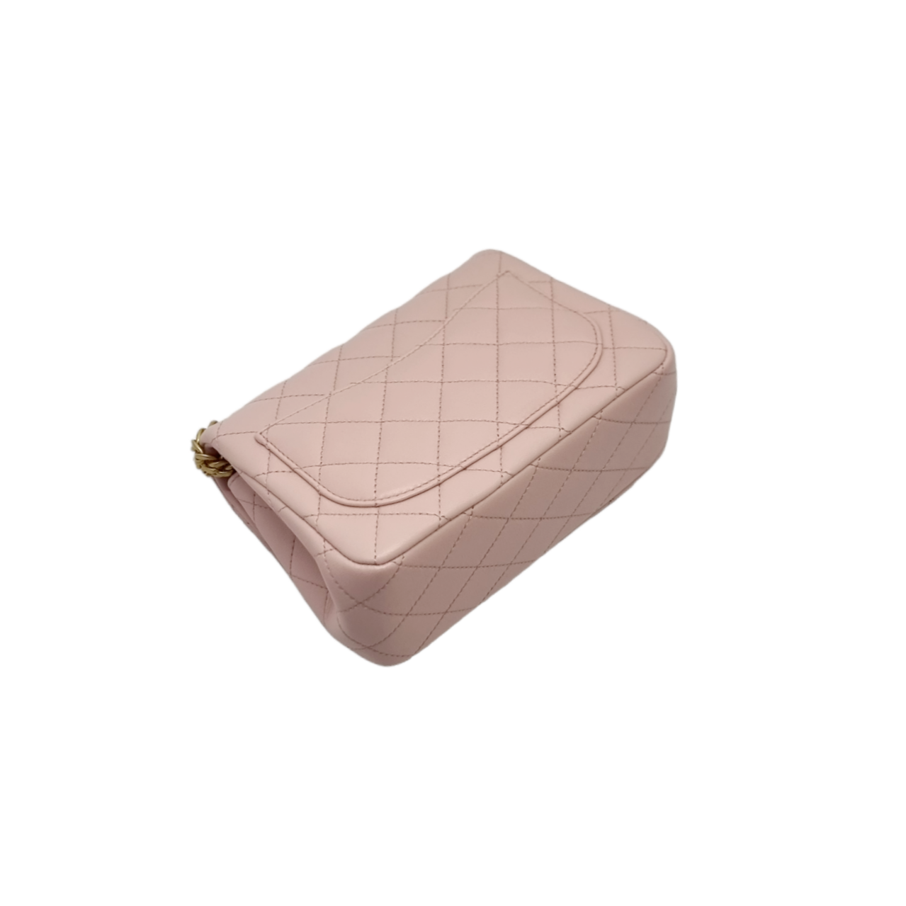 Chanel Classic Mini Flap With Camellia Adjustable Crush Ball Chain Lambskin Ghw (Rose Clair)