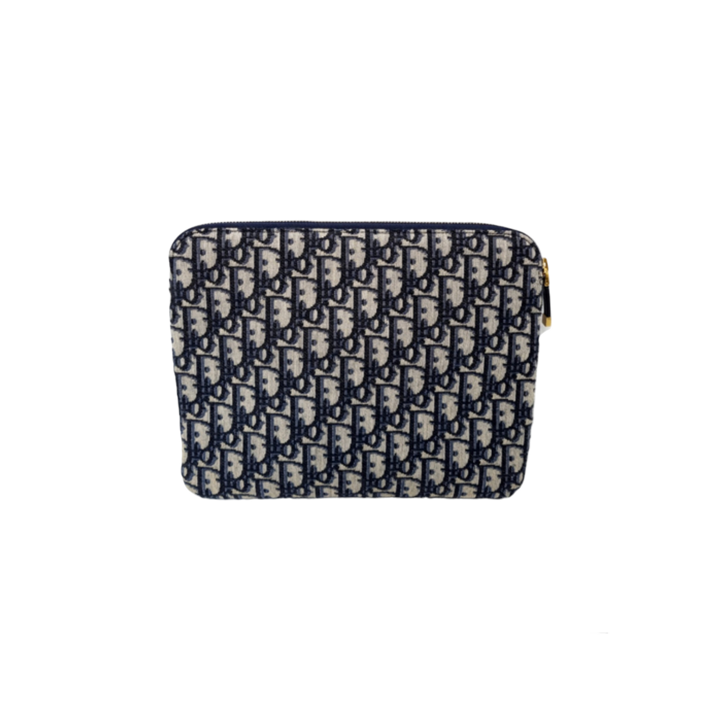 Christian Dior Zip Pouch Dior Oblique Jacquard Ghw (Blue)
