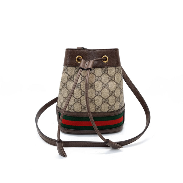 Gucci Ophidia GG Mini Bucket Bag Ghw (Ebony/Brown)