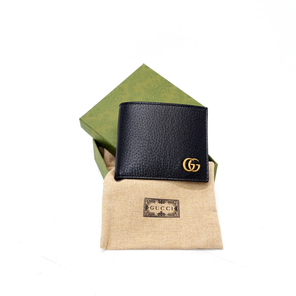 Gucci GG Marmont Bifold Leather Wallet Ghw (Black)