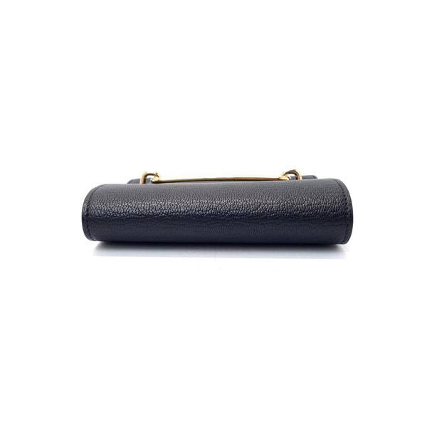 Hermes Roulis Slim Wallet Mysore Goatskin Permabrass Plated Hardware (Black)