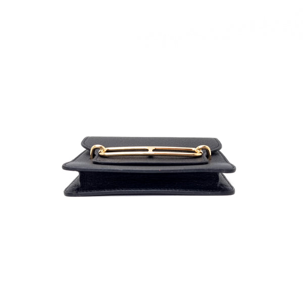 Hermes Roulis Slim Wallet Mysore Goatskin Permabrass Plated Hardware (Black)