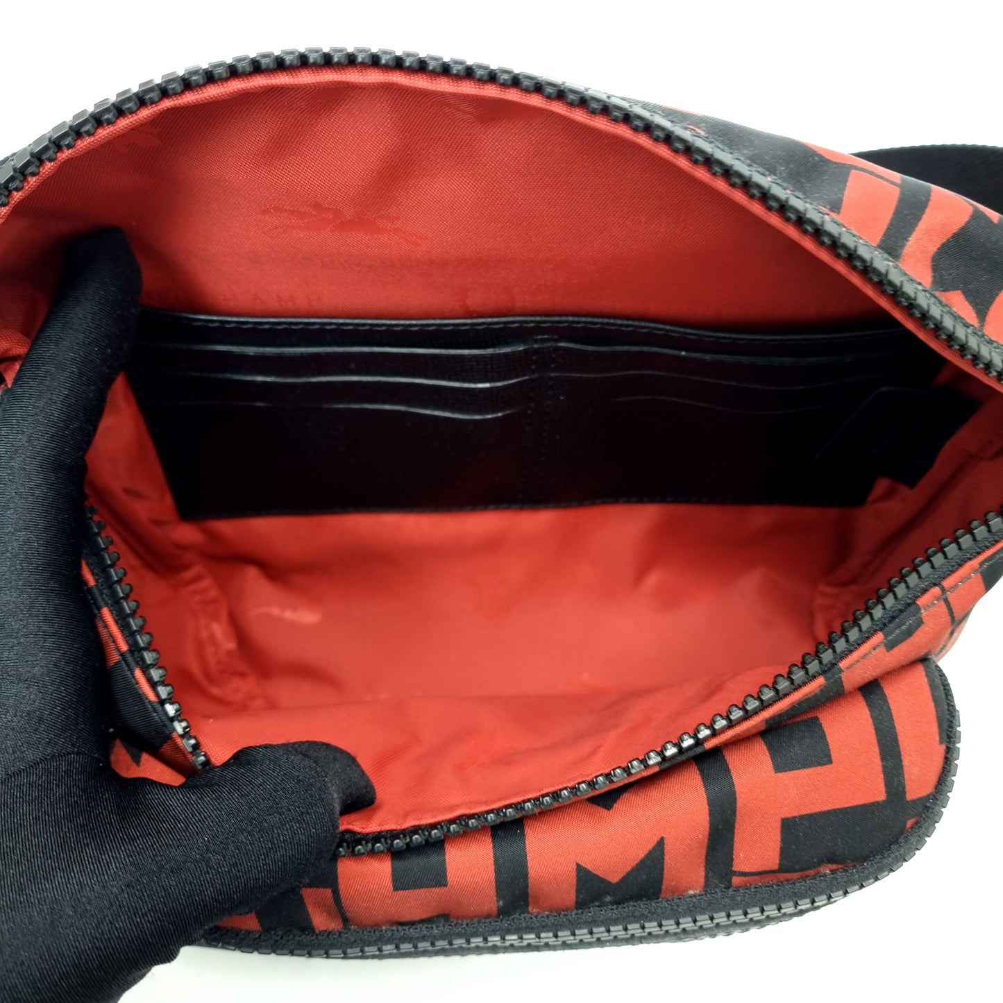 Longchamp Bumbag LPG Canvas Cowhide Leather (Red/Black)