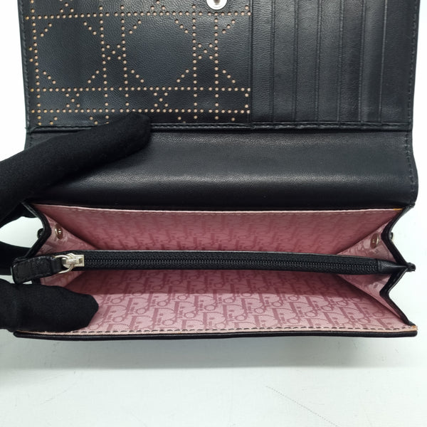 Christian Dior Cannage Perforated Wallet Long Shw (Black)