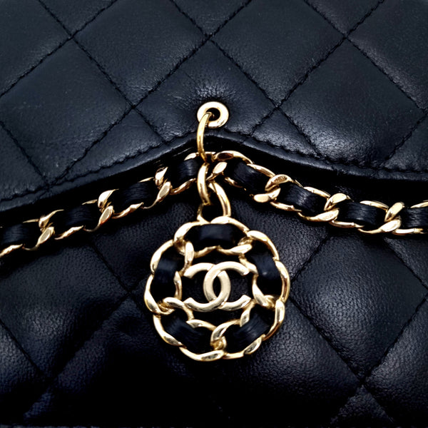 Chanel WOC CC Charm Lambskin Ghw (Black)