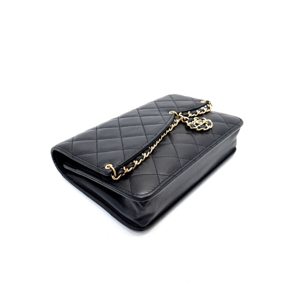 Chanel WOC CC Charm Lambskin Ghw (Black)