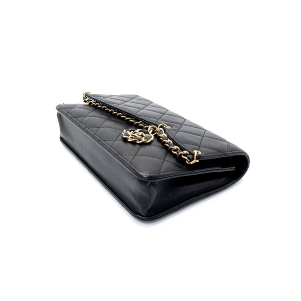 Chanel WOC CC Charm Lambskin Ghw (Black)