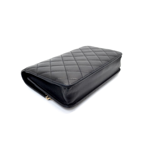 Chanel WOC CC Charm Lambskin Ghw (Black)