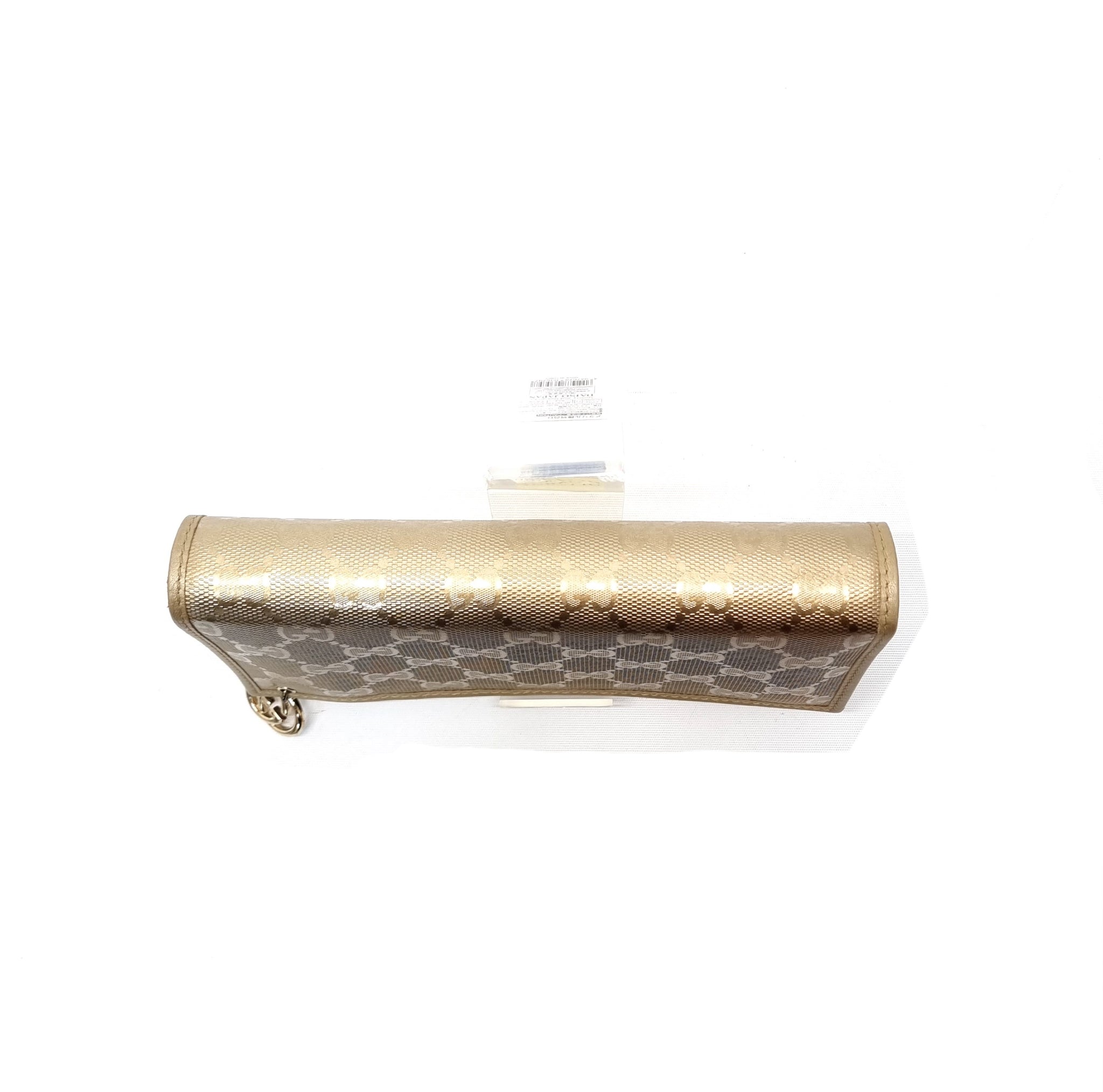 Gucci GG Imprime Canvas Wallet On Chain Ghw (Metallic Gold