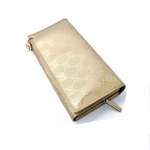 Gucci GG Imprime Canvas Wallet On Chain Ghw (Metallic Gold)