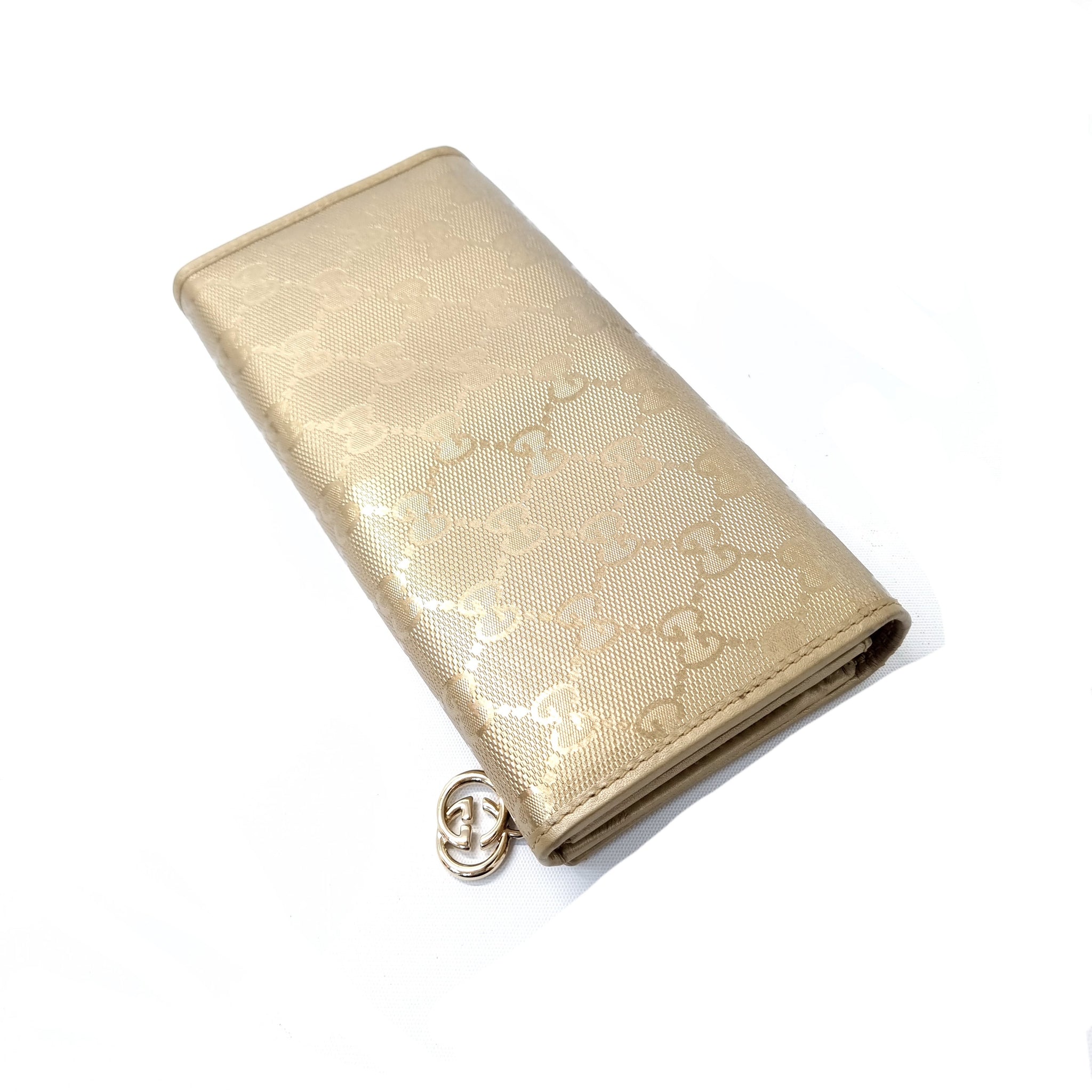 Gucci GG Imprime Canvas Wallet On Chain Ghw (Metallic Gold