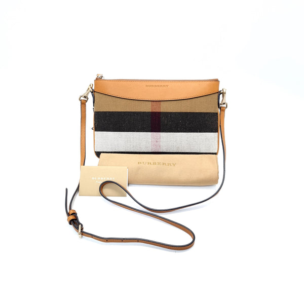 Burberry Peyton House Check Canvas Crossbody Shw (Brown)