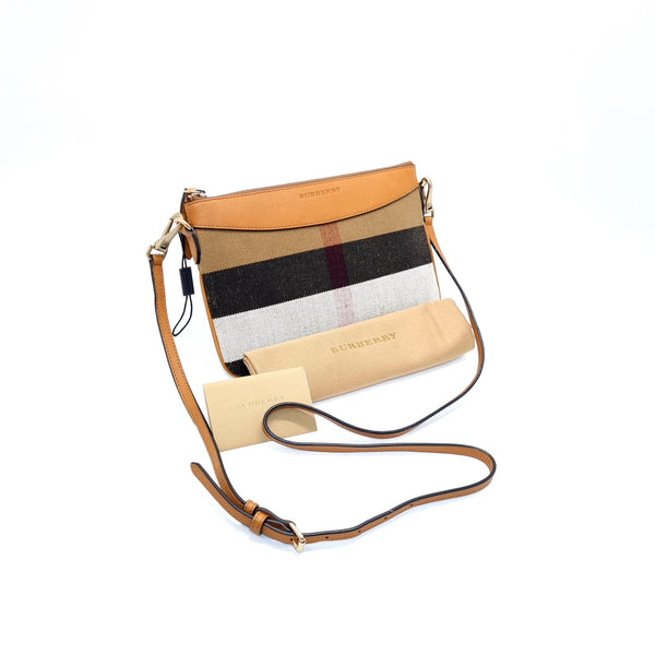 Burberry Peyton House Check Canvas Crossbody Shw (Brown)