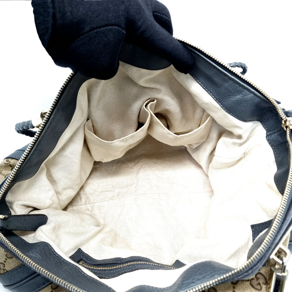 Gucci Bella Canvas Leather Shoulder Bag Ghw (Monogram Grey