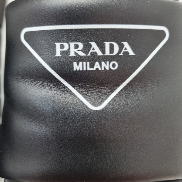 Prada Logo Slide Sandals Unisex Leather (Black)