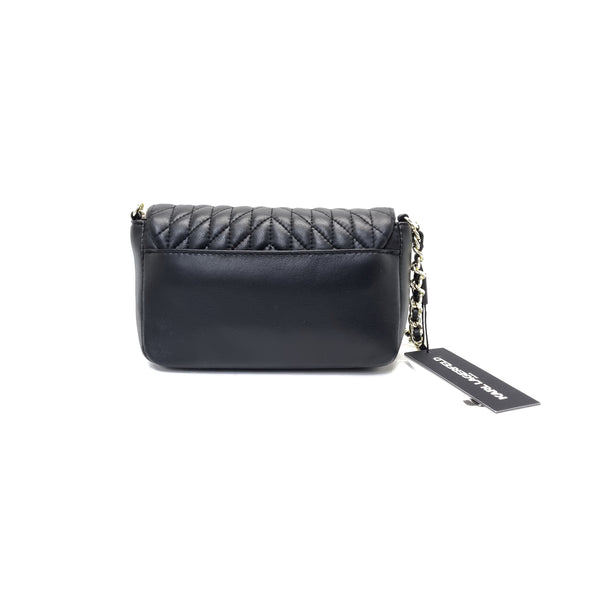 Karl Lagerfeld Agyness Faux Leather Crossbody Bag Shw (Black)