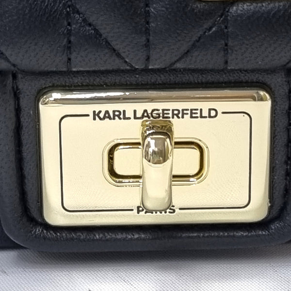 Karl Lagerfeld Agyness Faux Leather Crossbody Bag Shw (Black)