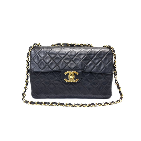 Chanel Vintage Maxi Single Flap Lambskin Ghw (Black)