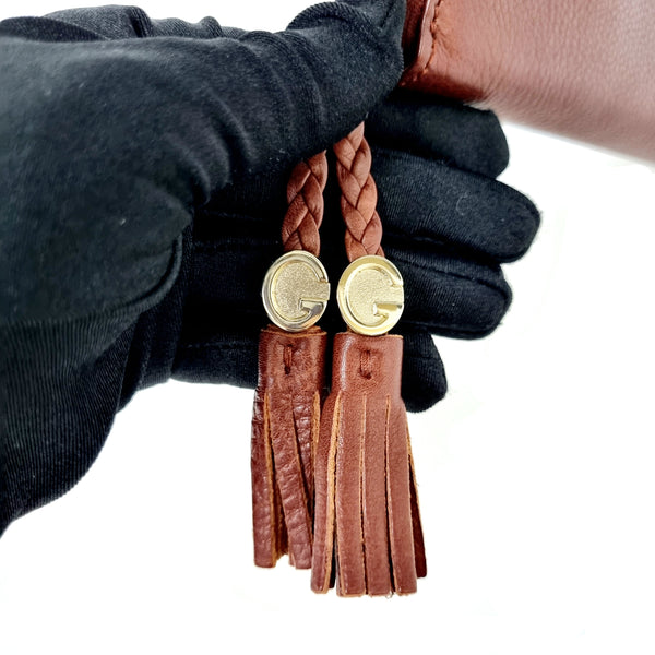 Gucci Zip Around Tassle Leather Wallet Ghw (Brown)