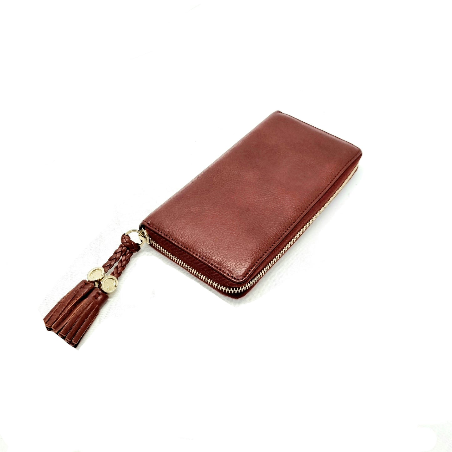 Gucci Zip Around Tassle Leather Wallet Ghw (Brown)