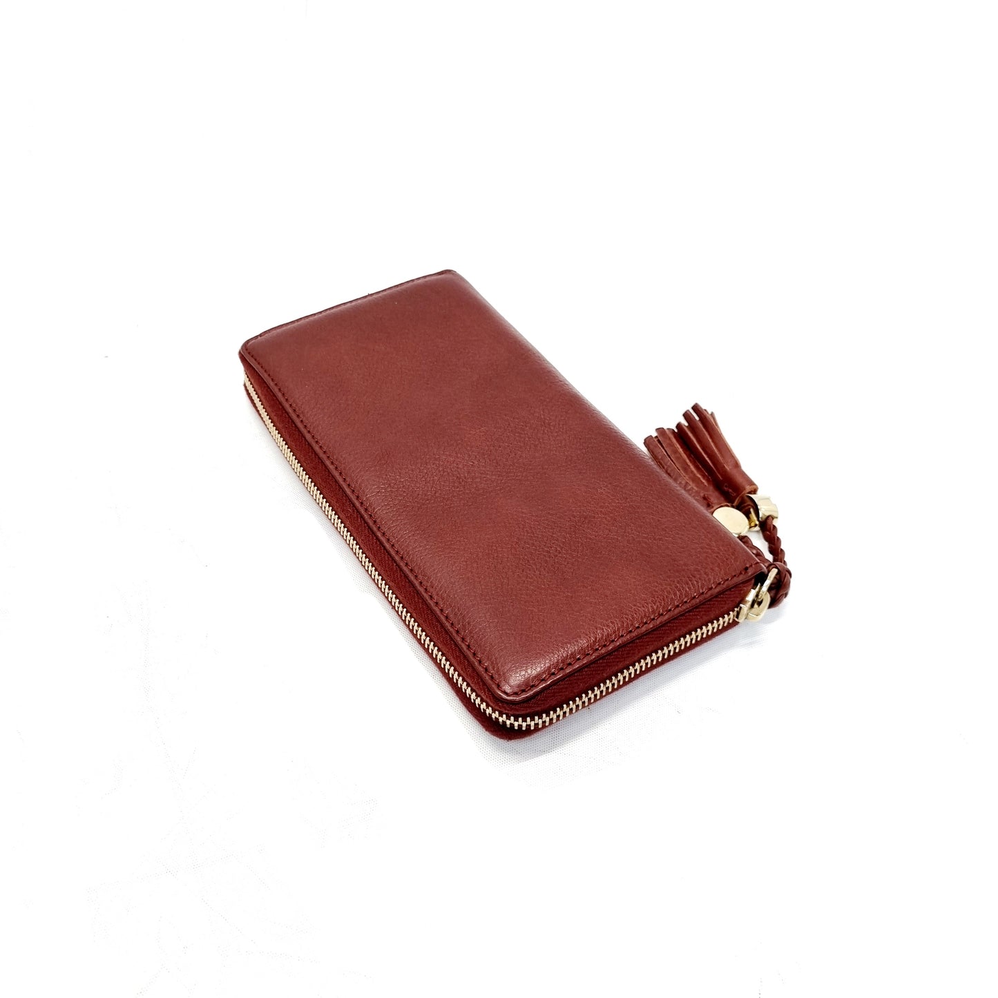 Gucci Zip Around Tassle Leather Wallet Ghw (Brown)