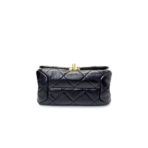 Chanel Mini Flap Bag Shiny Resistant Lambskin Leather Ghw (Black)