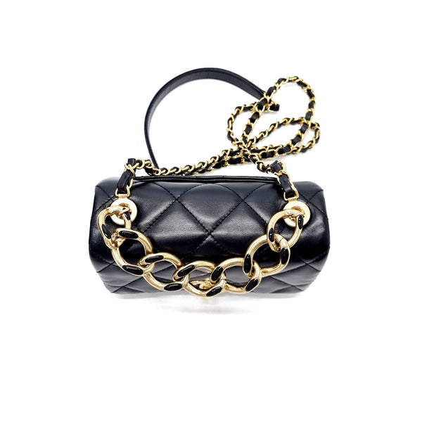 Chanel Mini Flap Bag Shiny Resistant Lambskin Leather Ghw (Black)