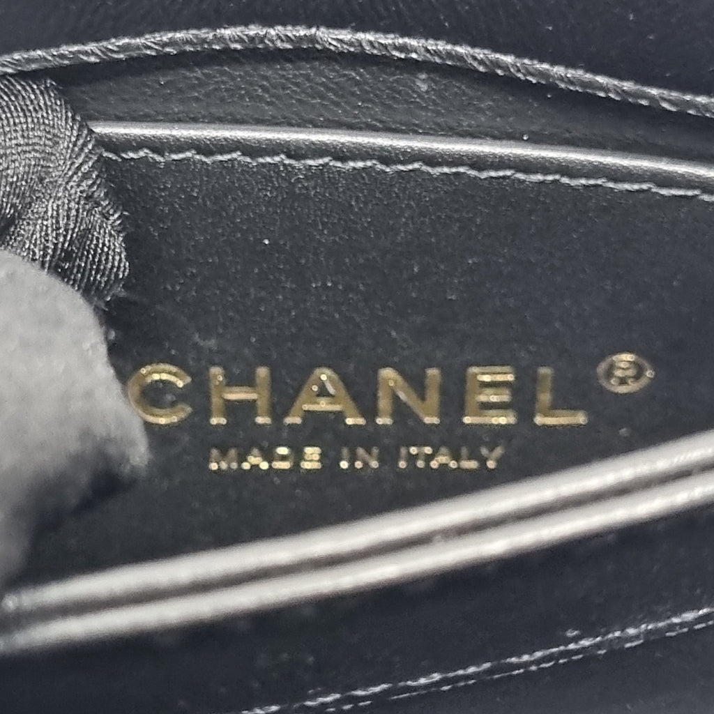 Chanel Mini Black Lambskin Classic Flap Silver Hardware - ASL1531