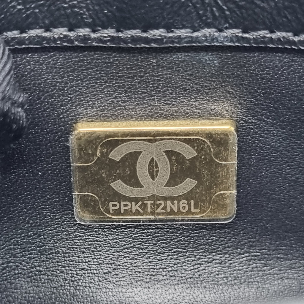 Chanel Mini Flap Bag Shiny Resistant Lambskin Leather Ghw (Black