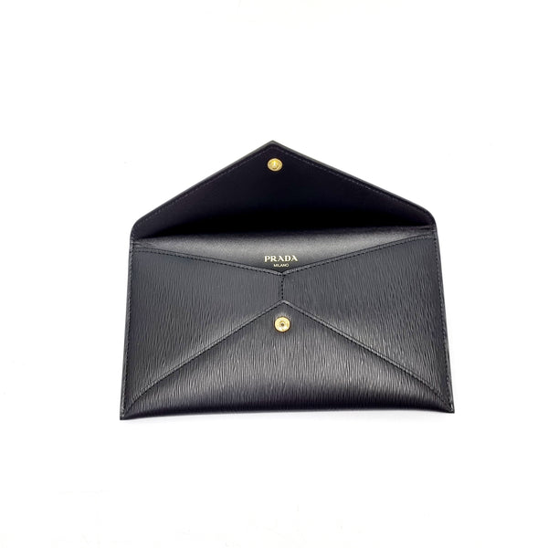 Prada 1MF175 Vitello Move Envelope Wallet Ghw (Black)