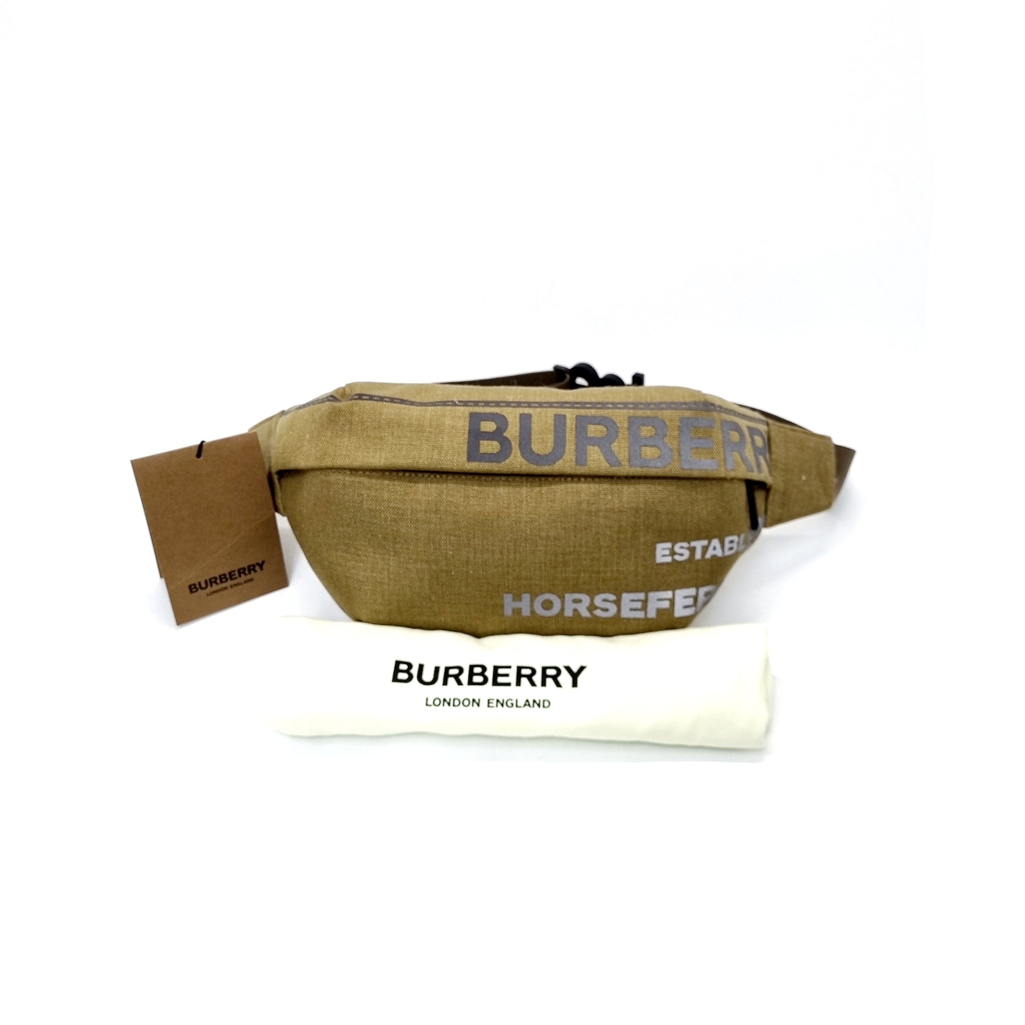 Burberry Bum Belt Bag TB Monogram Beige/Orange in Calfskin with