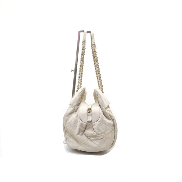 Chanel Chic Quilt Iridescent Calfskin Large Bowling Bag Ghw (Ivory)