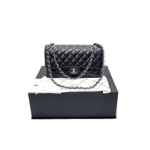 Chanel Classic Medium Double Flap Caviar Shw (Black)