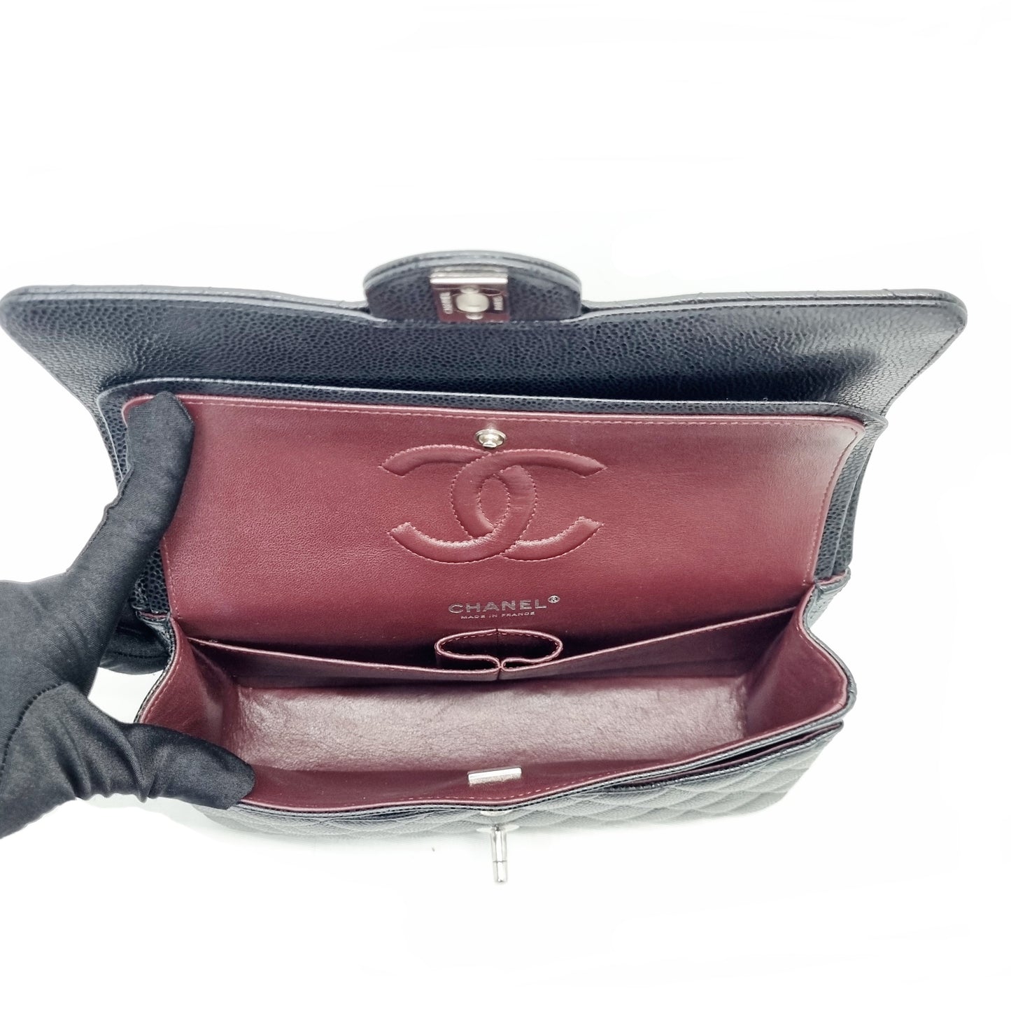 Chanel Classic Medium Double Flap Caviar Shw (Black)