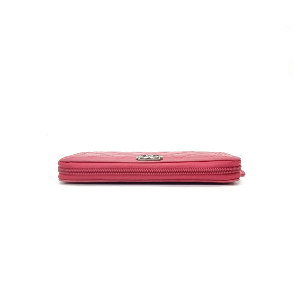 Chanel Boy Zippy Wallet Lambskin Shw (Red)