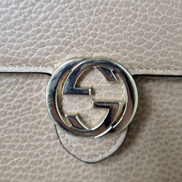 Gucci GG Interlocking Leather Wallet On Chain Ghw (Brown)