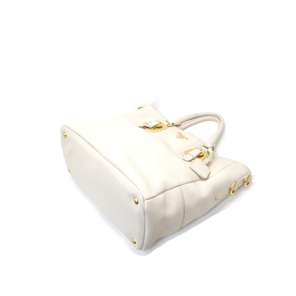 Prada Vitello Daino Tote Bag Ghw (Cream Off White)