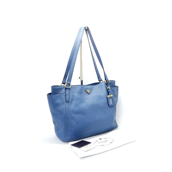 Prada BR4970 Vitello Daino Leather Shoulder Bag Ghw (Cobalto-Blue)