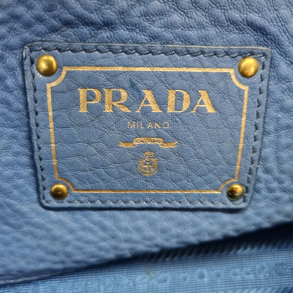 Prada BR4970 Vitello Daino Leather Shoulder Bag Ghw (Cobalto-Blue)