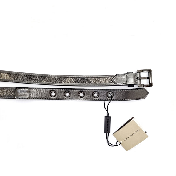 Burberry Double Wrap Belt Shimmer Check Gunmetal Hw Anthracite