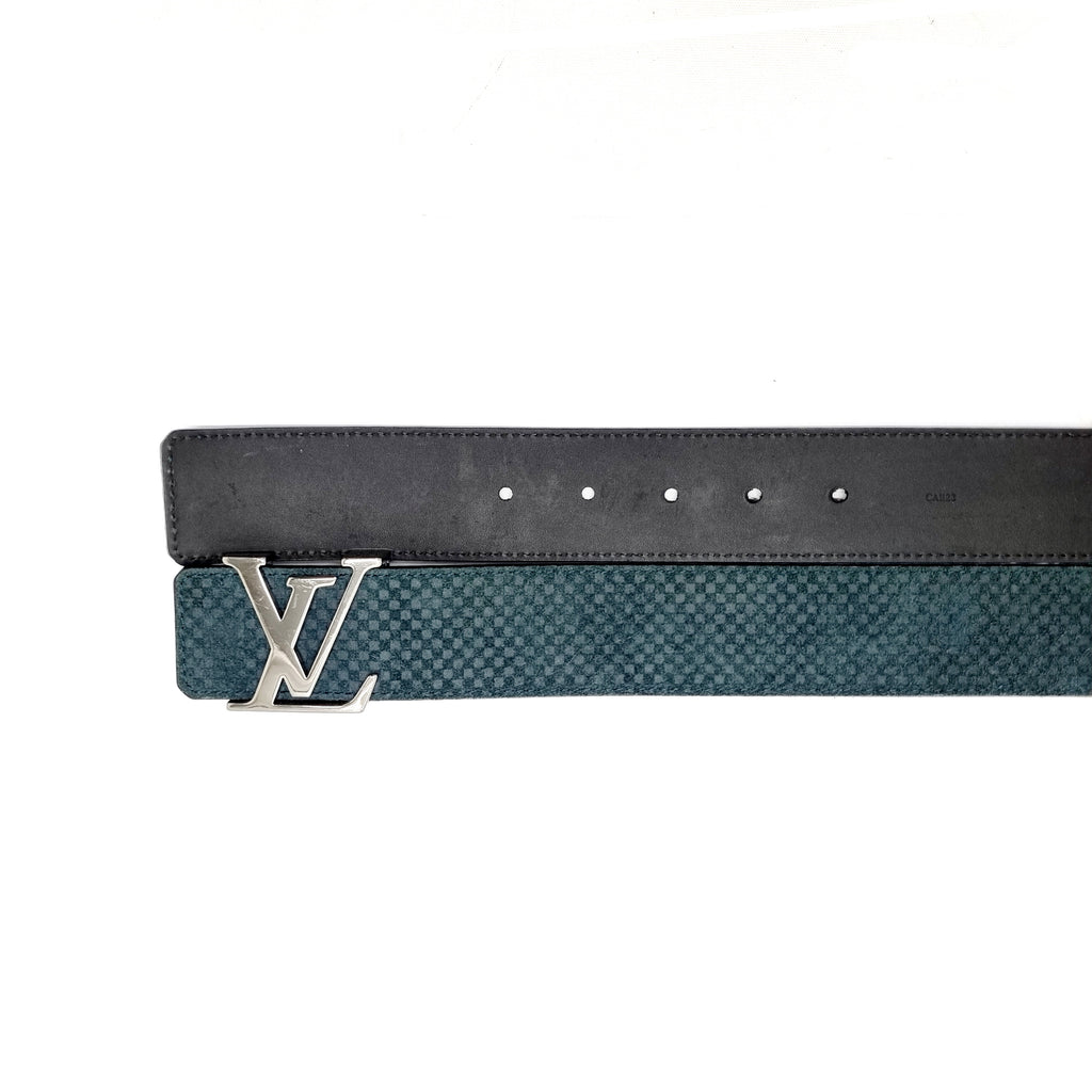 Louis Vuitton Belt Mini Damier Suede Leather Initiales Shw (Navy