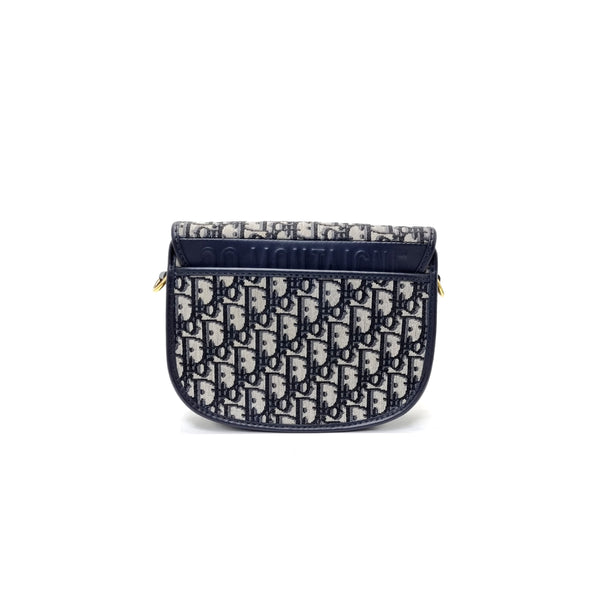 Christian Dior Bobby Medium Sling Bag Ghw (Blue Oblique Jacquard)